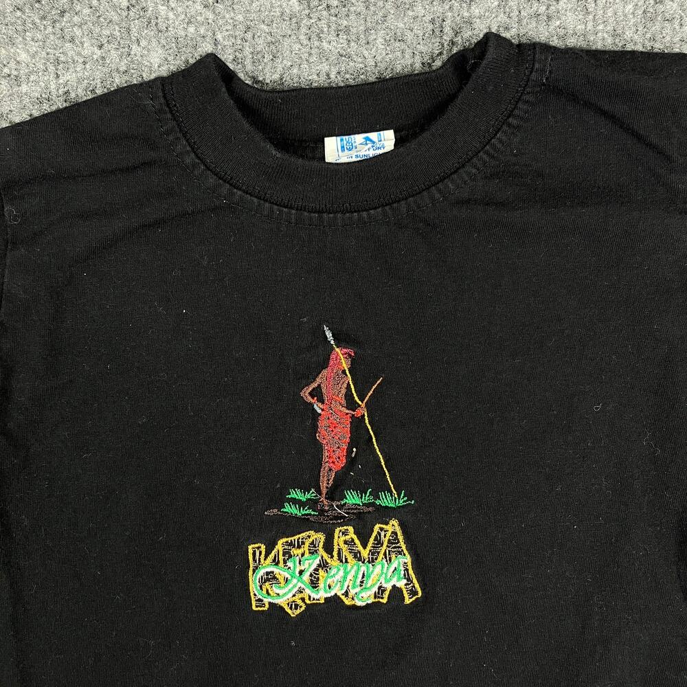 Kenya Embroidered T-Shirt Boys 2T Black 100% Cotton‎ Short Sleeve Graphic